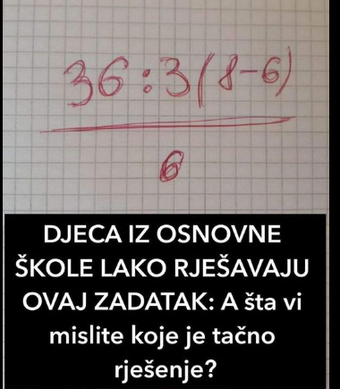 DJECA IZ OSNOVNE ŠKOLE LAKO RJEŠAVAJU OVAJ ZADATAK A šta vi mislite