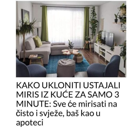 KAKO UKLONITI USTAJALI MIRIS IZ KUĆE ZA SAMO 3 MINUTE Sve će mirisati